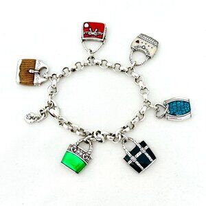 Brighton Purse/Handbag Charm Bracelet Silver Tone - VGC
